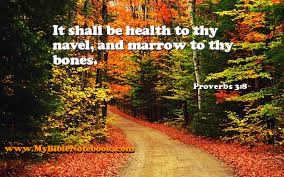 Proverbs 3:8 It shall be health to thy navel, and marrow to thy bones. Create your own Bible Verse Cards at MyBibleNotebook.com