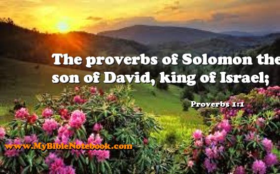 Proverbs 1:1 The proverbs of Solomon the son of David, king of Israel; Create your own Bible Verse Cards at MyBibleNotebook.com
