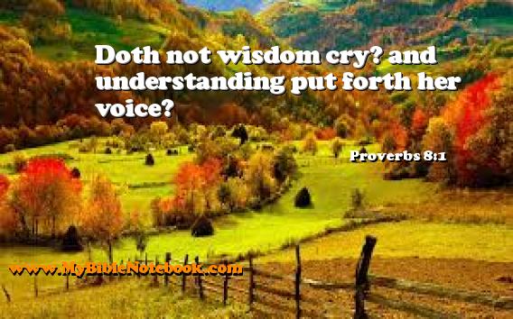 Proverbs 8:1 Doth not wisdom cry? and understanding put forth her voice? Create your own Bible Verse Cards at MyBibleNotebook.com